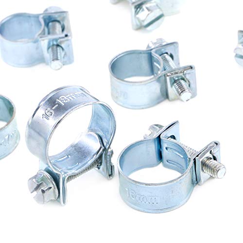 Swpeet 92Pcs 10 Sizes Zinc Plated Mini Fuel Injection Line Style Hose Clamp Assortment Kit Perfect for Automotive, Agriculture, Plant & Construction