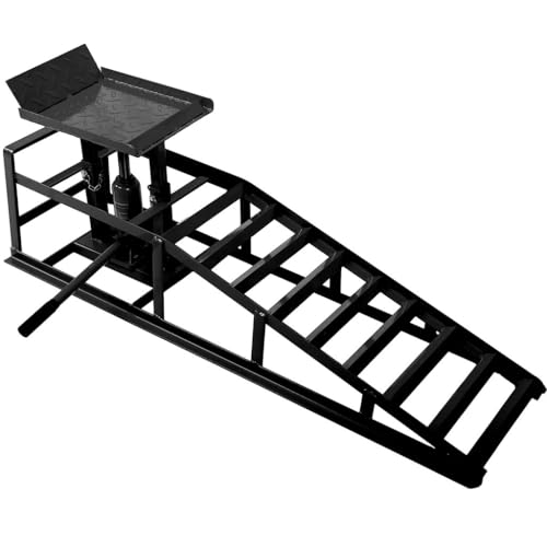 Auto Car Truck Service Ramps Lifts, 5 Ton Low Profile Hydraulic Car Ramps, Heavy Duty Hydraulic Vehicle Ramps Lift Ramp, Portable Car Ramps for Home Garage, Vehicle Auto Garage Repair,Blue - color: Blue