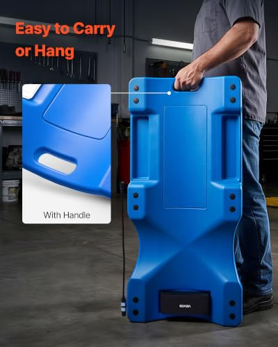 VEVOR 40 in Mechanic Creeper with LED Light, Low Profile Plastic Garage Creeper, 350 lbs Under Car Rolling Creeper with 6 Swivel Casters, Padded Headrest & Tool Trays for Auto Repair - color: Blue
