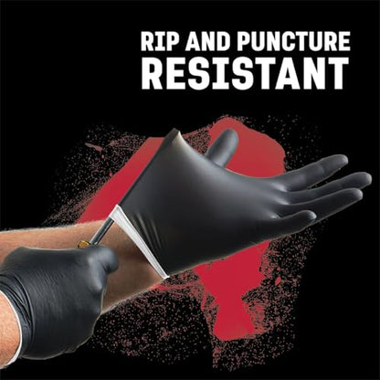 Venom Steel Industrial Nitrile Gloves, Chemical Resistant Disposable Black Gloves, Latex-Free, Powder-Free, Textured Grip, Heavy Duty Two-Layer Protection, 6 mil, Large, 100 Count - size: Large (Pack of 100)