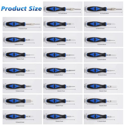 23PCS Universal Terminal Removal Tool Kit, Pin Electrical Terminal | Wire Connector Removal, Terminal Release Electrical Connector Removal Tool Kit for American Domestic and Imported Vehicles - size: 23PCS Universal Terminal Removal Tool