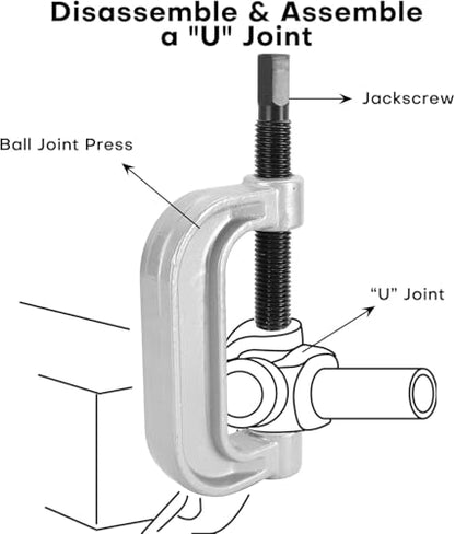 Ball Joint Press & U Joint Removal Tools | Heavy Duty Ball Joint Service Tool with 4-Wheel Drive Adapters for Most 2WD and 4WD Car Pickup and Light Truck (Red) - color: Red
