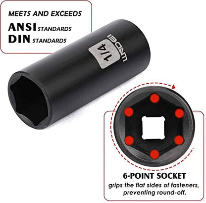 LLNDEI 1/4”Drive Impact Socket Set, 52 PCS Mechanic Tool Set with 72-Tooth Ratchet & Adapter, CR-V, Metric and SAE Sockets Storage Kit for Household Automotive Repair DIY Project - size: 1/4" Socket Set