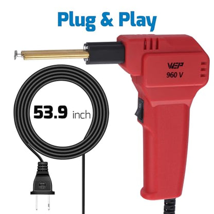 WEP 960-V Red Plastic Welder Kit 110V with LED Lights with 200 Hot Staples and Pliers for Car Bumper Plastic Welding, Plastic Gas Tank Repair, a Great Automotive Tools for Mechanics - color: Red
