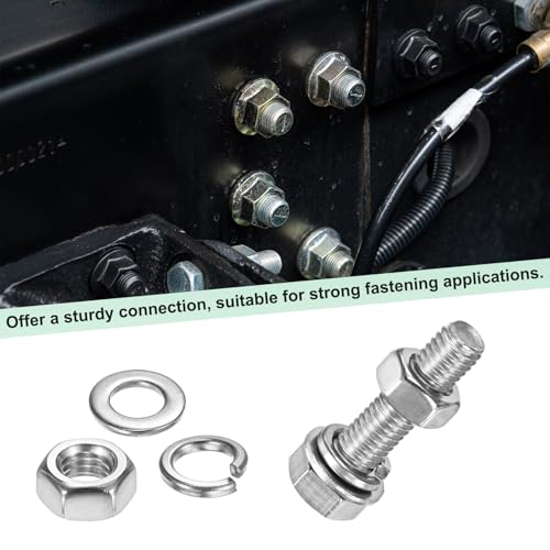 M METERXITY 4-Pack Hex Head Screw Bolt with Nuts Flat & Lock Washers M5x20mm Stainless Steel Bolts and Nuts Kit Fully Threaded Metric Bolt Assortment for Equipment/Machinery - size: M5 x 20mm