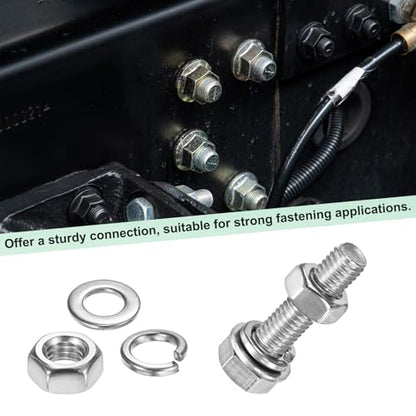 M METERXITY 4-Pack Hex Head Screw Bolt with Nuts Flat & Lock Washers M5x20mm Stainless Steel Bolts and Nuts Kit Fully Threaded Metric Bolt Assortment for Equipment/Machinery - size: M5 x 20mm