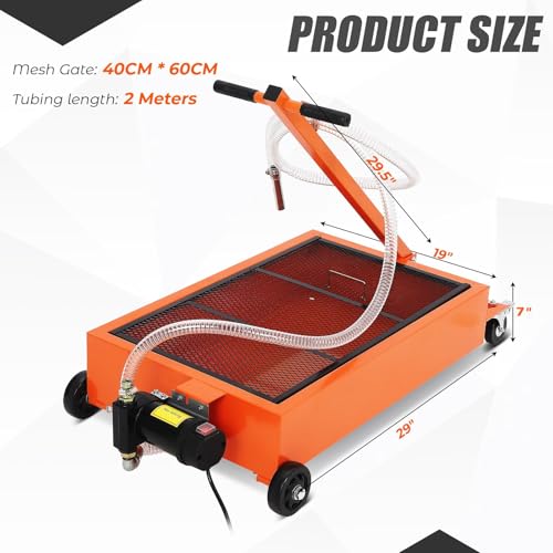 20 Gallon Manual Oil Drain Pan,Low Profile Oil Drain Pan with 110V Electric Pump,76L Oil Change Pan with 8.2ft Hose & Folding Handle, Rolling Oil Drain Cart for Car, SUV, Trucks Oil Draining - size: 20 Gallon, style: Electric
