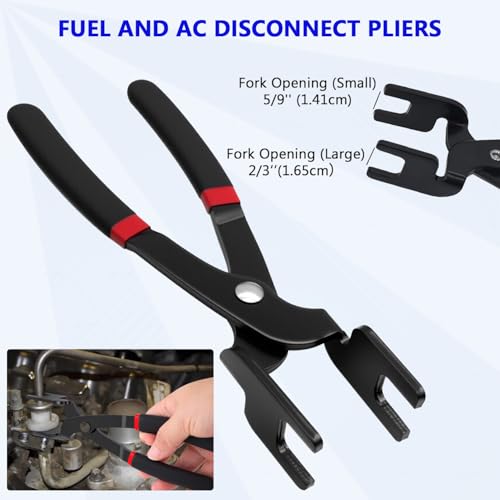 ZKTOOL 46Pcs Master Quick Disconnect Tool Set for GM Ford Chrysler, Fuel Line Disconnect Tool Kit for Automotive A/C Fuel & Transmission Systems, Fuel Line Removal and Separator Tool, Includes Gloves