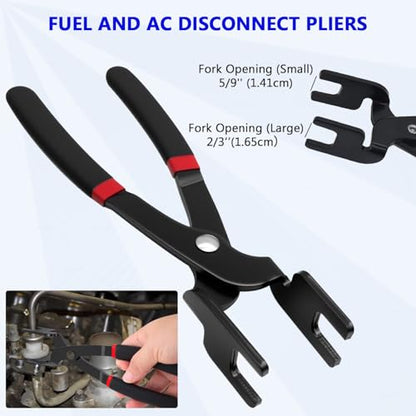 ZKTOOL 46Pcs Master Quick Disconnect Tool Set for GM Ford Chrysler, Fuel Line Disconnect Tool Kit for Automotive A/C Fuel & Transmission Systems, Fuel Line Removal and Separator Tool, Includes Gloves