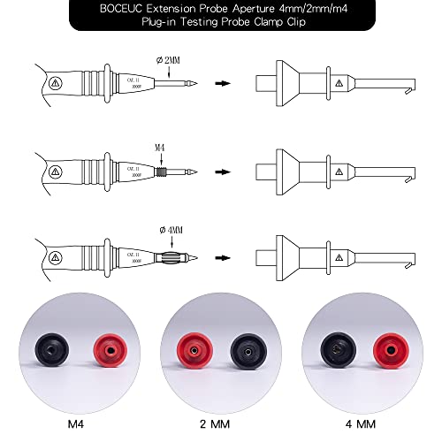 Test Hooks Clips, Multimeter Test Lead Kit Mini Test Hook Clip for 2mm Plug Test Probe Electronic Testing IC Grabber - size: 2MM PLUG