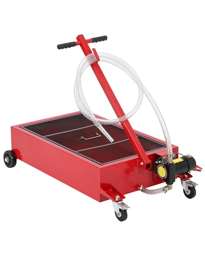 GarveeTech Low Profile Oil Drain Pan 12V | 20 Gal Metal Oil Change Pan Cart with 180W Electric Pump, 8FT Hose & Folding Handle for Cars, SUVs, Trucks, Buses, RVs - size: 20GAL-12V-Red