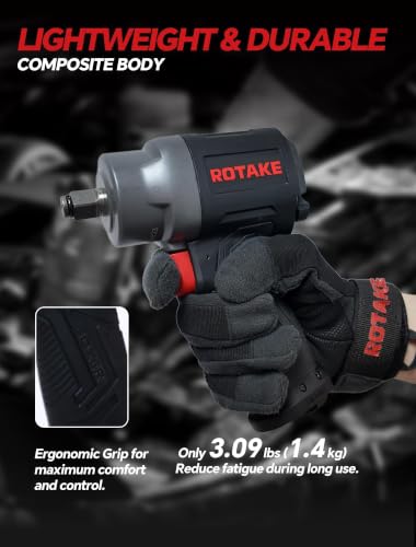 ROTAKE Compact 1/2" Air Impact Wrench, 560 ft-lbs, Twin Hammer, RT-5284 | 9900 RPM Speed, 3.09-lb Ultra-Light Body, Aluminum Hammer Case, 3-Speed Control, Auto Repair & Tight Spaces - size: 1/2" (560 ft-lbs)RT-5284