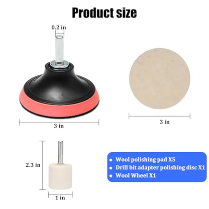 Car Glass Polishing Kit, 7PCS Multifunctional Windscreen Glass Deep Scratch Remover Polish Pad with 100g Polish Powder, Auto Windshield Polishing Kit, Universal for Vehicles - size: 7PC