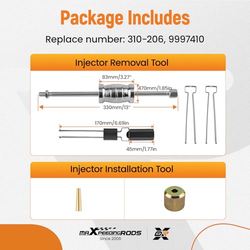 maXpeedingrods Fuel Injector Puller Remover Tool Kit Compatible with Ford Volvo 1.0L 1.5L 1.6L 1.8L 2.0L 2.3L 2.7L 3.5L Replace 310-206, 9997410 Fuel Injector Extractor Tool Slide Hammer Puller Set - style: for Ford & Volvo