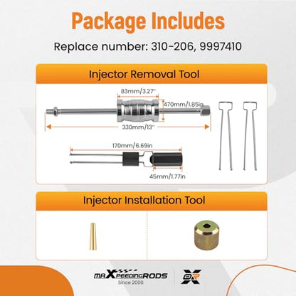 maXpeedingrods Fuel Injector Puller Remover Tool Kit Compatible with Ford Volvo 1.0L 1.5L 1.6L 1.8L 2.0L 2.3L 2.7L 3.5L Replace 310-206, 9997410 Fuel Injector Extractor Tool Slide Hammer Puller Set - style: for Ford & Volvo