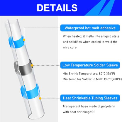 532PCS Heat Shrink Solder Seal Wire Connectors Kit with Mini Heat Gun, Solder Stick Wire Connectors Waterproof Wire Electrical Connector Kit for Marine, Automotive, Boat, Truck (26-6 Gauge) - size: 532PCS