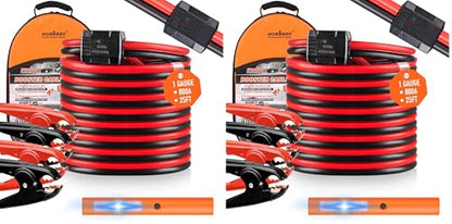 HORUSDY 25FT Jumper Cables, 1-Gauge 800A Heavy Duty Jumper Battery Cables 25 Ft Booster Jump Start, Reverse Polarity Protection - ETL Certified (Pack of 2)