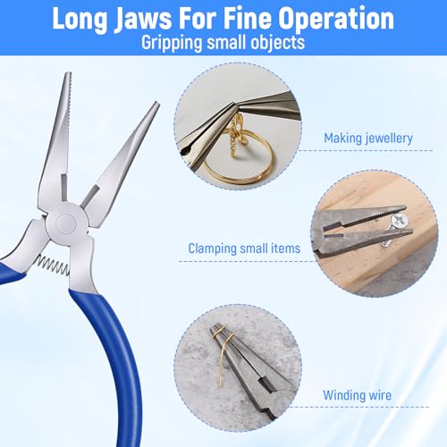 12 Pack Needle Nose Pliers, 5 Inch, Long Nose Pliers with Side Cutter, Spring Loaded for Cutting and Bending Wire