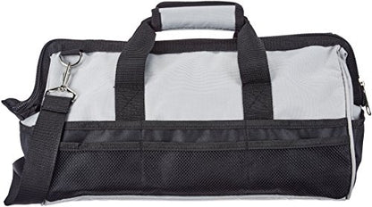 Amazon Basics Durable Wear-Resistant Tool Storage Bag with Adjustable Shoulder Strap,Portable Tool Organizer,16 in,Black & Grey,(Pack of 8) - size: Large Standard Bag (Pack of 8)