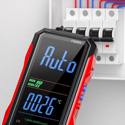 FS899S Smart Digital Multimeter,USB-C Rechargeable 6000 Counts RMS Tester | HD Color Screen Voltmeter with Voice Broadcast, NCV & Live Wire Detector for Automotive, Home & Industrial Repair