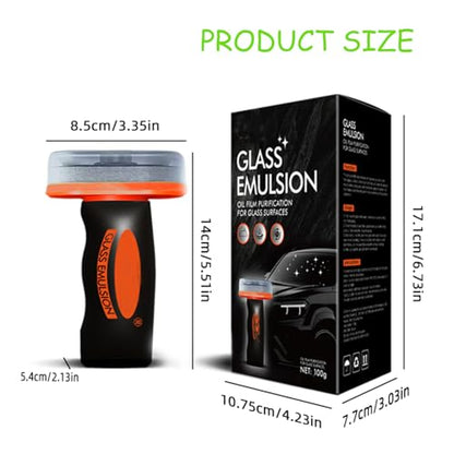 Glass Emulsion Cleaner, Windshield Cleaner, Car Windshield Cleaner Tool Roll-On Glass Compound with Cleaning Board, Removes Oil Film & Smudges, Improve Windshield Clarity for Safe Driving(100ml+Brush) - color: 1PCS: (100ml+Brush)