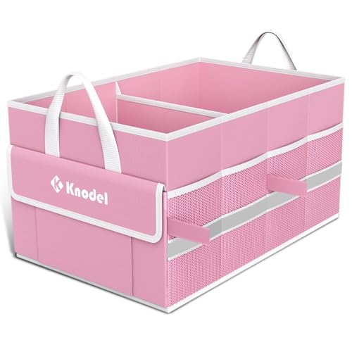 K KNODEL Trunk Organizer for Car, SUV, Truck and Sedan (Small, Pink) | Collapsible Car Storage Organizer, Car Organizers and Storage for Sedan, Cargo Organizer, Car Bin, Basket,Bag, Organization - color: Pink, size: Small-No Lid