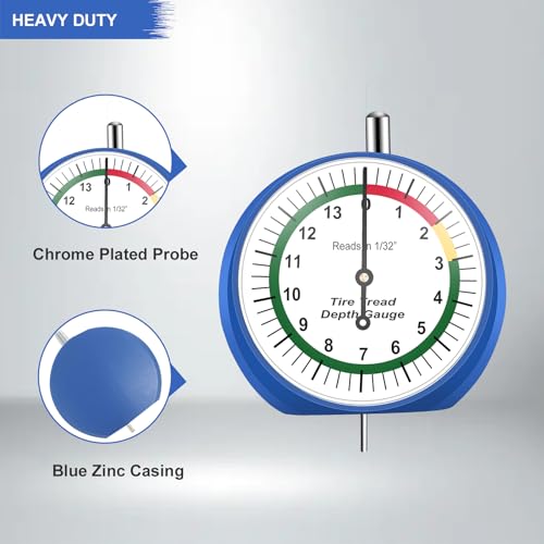 Tire Tread Depth Gauge, Tire Depth Gauge in 1/32 inch, for Motorcycle, car,Truck and Bus