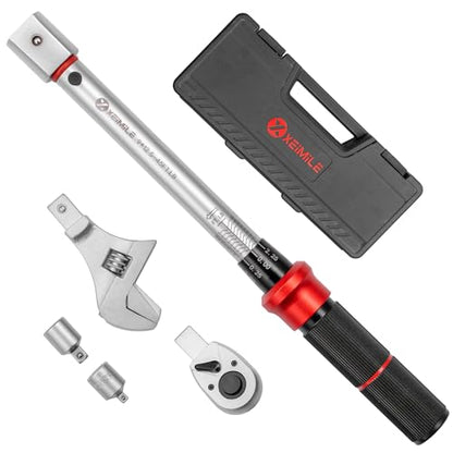 Adjustable Open End Torque Wrench 3/8" Drive-5-45 Ft.Lb for HVAC | 32MM 3/8 Inch Pound Torque Wrench(6.8-61 N.m),Interchangeable Jaw&Ratchet Head for Bike Precision Parts Moto Narrow Pipeline - size: 3/8" 5-45FT.LB, style: Click