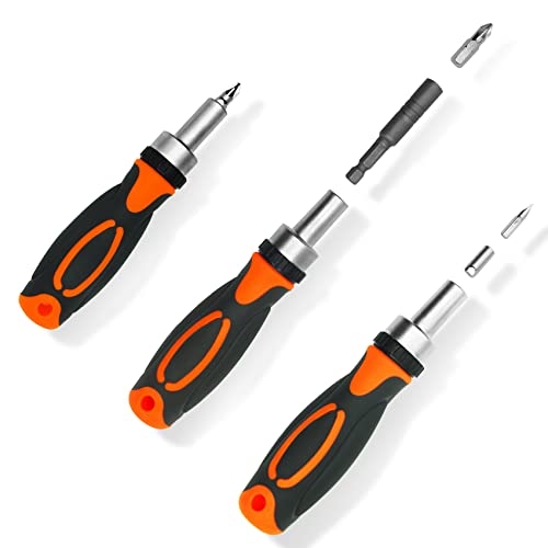 TOOLMAK 42 in 1 Ratcheting Screwdriver Set, Ratchet Wrench | Cr-V Steel, Rotatable Ratchet Handles ＆ Storage Case, Household Repair Tool Kits for Bike - style: 42pcs Ratchet Screwdriver