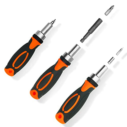 TOOLMAK 42 in 1 Ratcheting Screwdriver Set, Ratchet Wrench | Cr-V Steel, Rotatable Ratchet Handles ＆ Storage Case, Household Repair Tool Kits for Bike - style: 42pcs Ratchet Screwdriver