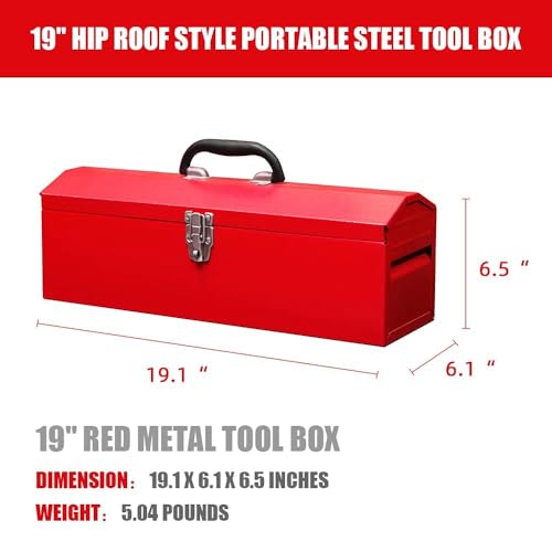 19in Portable Tool Box, 2pack Metal Tool Box, Ideal for Trailer, Mechanic, DIY-ers, Car Toolbox, Workshops, Garages, Repair Shops,Red - size: 2P-19in-Red
