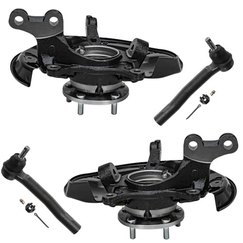 Detroit Axle - Front 4pc Steering Knuckles Kit for 10-15 Lexus RX350 RX450h, 08-17 Toyota Highlander, Steering Knuckles & Wheel Bearing Hubs Outer Tie Rods 2010 2011 2012 2013 2014 2015 Replacement - size: 4SU50508/Kit
