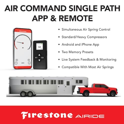 TrendsAuto Firestone Airide Red Label Rear Air Spring Kit with Air Command Single Wireless App & Remote Kit Standard Compressor fits 2013 2026 Ram 3500 4WD | Includes TrendsAuto Decal - size: Single Path
