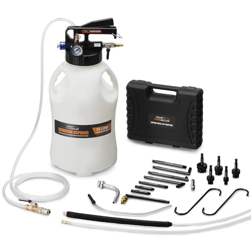 FOUR UNCLES 10L Pneumatic Transmission Fluid Pump with ATF Adapters | 10L Large Capacity, Air Powered Filling, ATF Adapter Kit, Professional Service, Workshop Ready - size: 10L