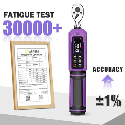 ANPUDS Digital Torque Wrench, ±1% Accuracy, 0.33-22.13 Ft-lb | 1/4 Drive, Vibration/Buzzer/LED Flash Alert, Dual Direction Ratchet Electric Torque Wrench, for Bike Motorcycle - size: 1/4" 0.33-22.13 Ft-lb/0.45-30 Nm(Digital)