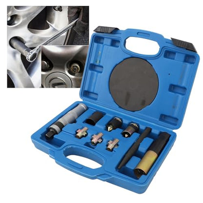Wheel Lock Removal Kit, Universal Fit Locking Wheel Nut Remover, Carbon Steel Heat Treated Efficient Wheel Nut Key Replacement Tool with 10PCS Blades for Emergency Car Repair