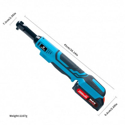 Zeekmus Cordless Ratchet Wrench Set - 3/8" Electric Power Ratchet Kit with 400RPM, LED Work Light, and 2.0Ah Batteries, Adapters and Extension Bars Variable Speed, with Case