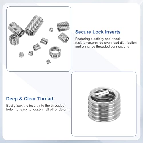 PATIKIL Wire Thread Inserts 4#-40 UNC 1.5D 3.2mm, 20Pcs 304 Stainless Steel Helical Coiled Wire Screw Threaded Sleeve Sheath for Mechanical Equipment Automotive Repairs - size: 4#-40 UNC, 3.2mm