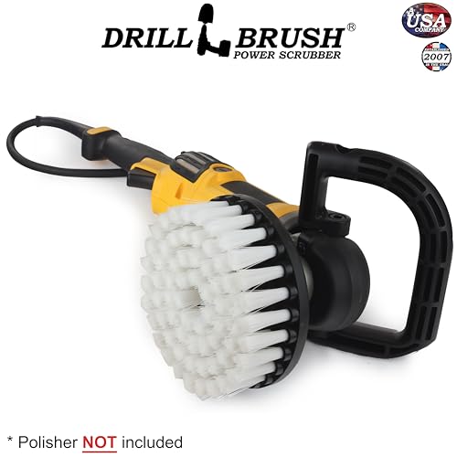 Carpet Cleaner Scrub Brush for Polisher - 7 Inch Soft White Drillbrush with 5/8 x 11 Threaded Hub for Rotary Polisher Machine - Large Car Buffer Brush - Large Carpet Scrubber - Drill Adapter Included - color: White