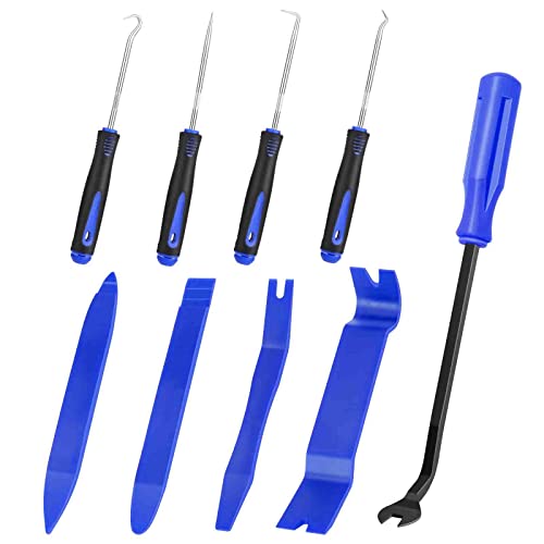 GLK Trim Removal Tool Pry Tool Kit | Door Panel Removal Tool, Fasteners Remover, Automotive Hook Set, 9pcs - color: Blue