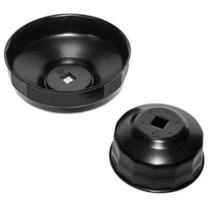 XtremepowerUS 10-Pieces Universal Oil Change Filter Cap Wrench Cup Socket 3/8" inch Square Drive Oil Canister Socket with Case, Red/Black