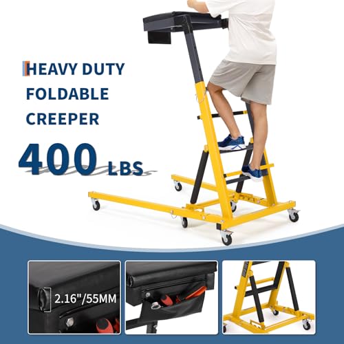Top Automotive Creeper,Engine Topside Creeper with Adjustable Height 49.21 in to 68.89 in, 400 LBS Capacity High Topside Creeper,6 Swivel Caster Wheels, Heavy Duty Foldable Garage Creepers for Auto | 400 LBS Capacity High Mechanic Creeper, 6 Swivel Caster