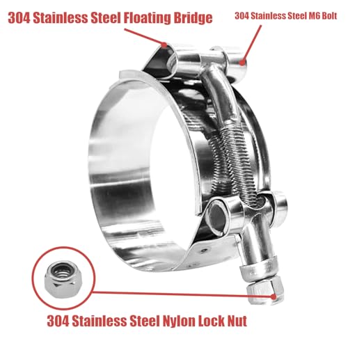 BOTTEN 4 Pack 2" T-Bolt Hose Clamp, Clamp Range 56-64mm for 2" Hose ID, hose clamps Stainless Steel, heavy duty,radiator hose clamps - color: 2" Clamp Range 56-64mm (2.20" - 2.52")