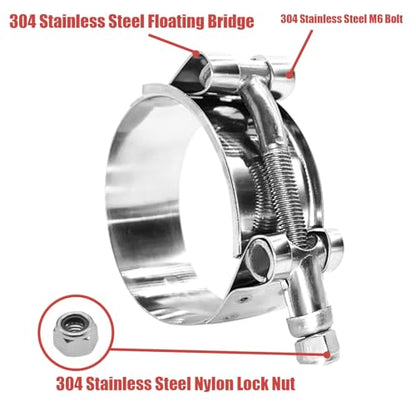 BOTTEN 4 Pack 1.25" T-Bolt Hose Clamp, Clamp Range 41-46mm for 1.25" Hose ID, hose clamps Stainless Steel,hose clamp pliers and clamps heavy duty,radiator hose clamps - color: 1.25" Clamp Range 41-46mm (1.61" - 1.81")