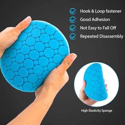 Buffing Polishing Pads, 5Pcs 5.5 Inch Face for 5 Inch Backing Plate Compound Buffing Sponge Pads with Hex Logic Pattern,Cutting Polishing Pad Kit for Car Buffer Polisher,Polishing and Waxing - color: 5pcs-5Inch