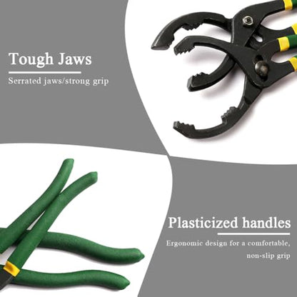 12" Adjustable Oil Filter Pliers, Locking Jaw Fuel Filter Wrench with Nonslip Grips, Automotive Removal Pliers Universal Oil Change Tool for Engine Filters Conduit Fittings