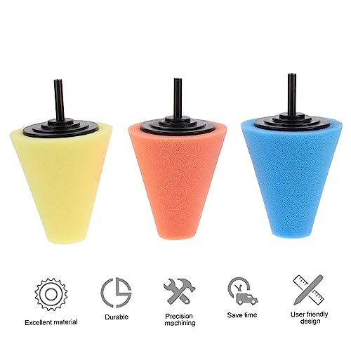 4sets Auto Wheel Polishing Sponge Pads Cone Shaped Buffing Tools for Car Waxing Polishing Sealing for Hard to Reach Areas Durable Multi Color Wheels Care Kit 3pcs*4