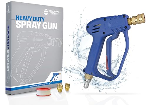 Essential Washer Short Pressure Washer Gun with Brass Quick Connect & M22 Adaptors Compatible with Foam Cannon | High Pressure Water 4000 PSI - style: Brass Non Swivel Gun