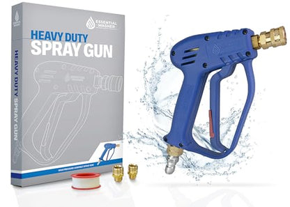 Essential Washer Short Pressure Washer Gun with Brass Quick Connect & M22 Adaptors Compatible with Foam Cannon | High Pressure Water 4000 PSI - style: Brass Non Swivel Gun