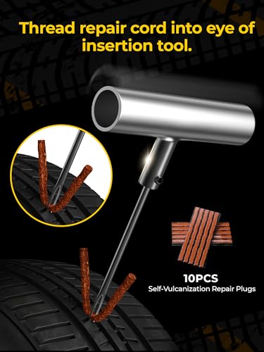 AUTOWN Flat Tire Repair Kit 15pcs, Heavy Duty Tire Plug Kit to Fix Puncture | Tire Patch Kit with Portable Storage Case, Emergency Tool for Car, Motorcycle, ATV, UTV, RV, Trailer, Tractor, Jeep, and More